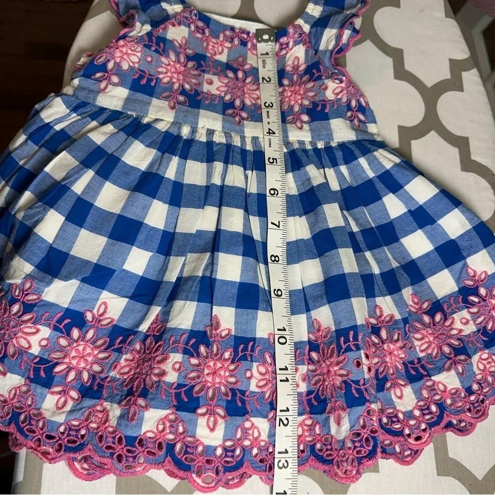 Baby Gap Eyelet Flutter Dress Blue and Pink Sz 6-12M